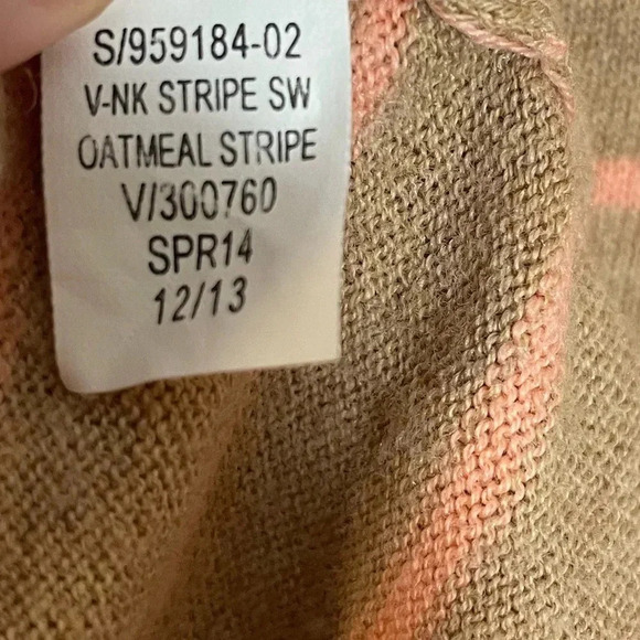 GAP Maternity V-Neck Sweater, Cotton/Nylon/Silk Blend, Size Small Tan/Pink Y2K - Picture 3 of 6